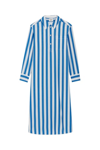 $Robe chemise - Blanc et bleu