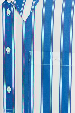$Robe chemise - Blanc et bleu