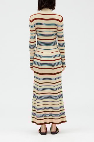 $Robe 3/4 rayée - Beige et marron