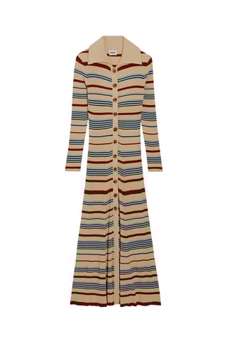 $Robe 3/4 rayée - Beige et marron