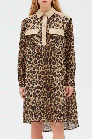 $Robe mi-longue portefeuille - Marron et camel