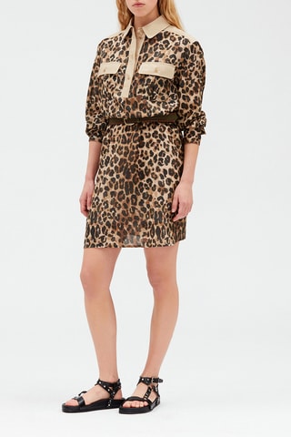 $Robe mi-longue portefeuille - Marron et camel