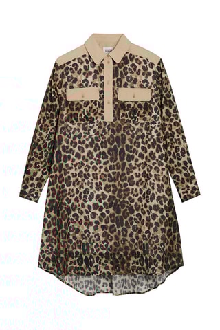 $Robe mi-longue portefeuille - Marron et camel