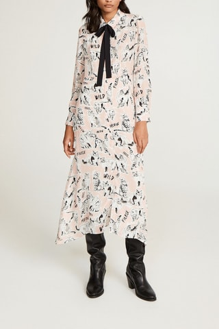 $Robe chemise - Saumon et blanc