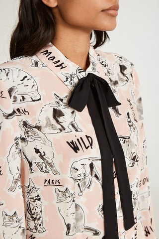 $Robe chemise - Saumon et blanc