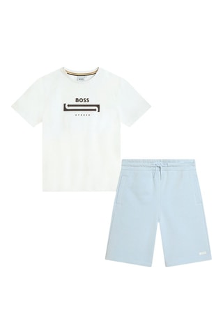 $T-shirt et bermuda - Blanc et ciel - Boss