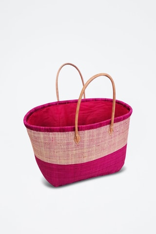 Panier Ivato - 52 x 35 x 22 cm - Fuchsia et beige