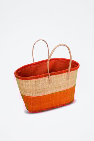 Panier Ivato - 52 x 35 x 22 cm - Orange et beige