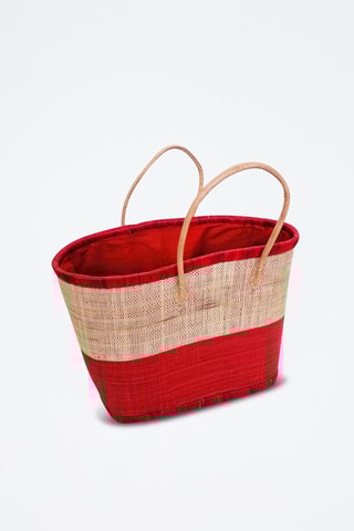 Panier Ivato - 52 x 35 x 22 cm - Rouge et beige