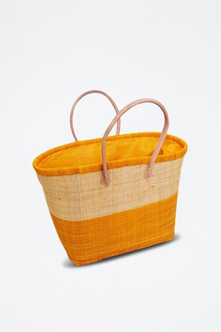 Panier Ivato - 52 x 35 x 22 cm - Jaune et beige