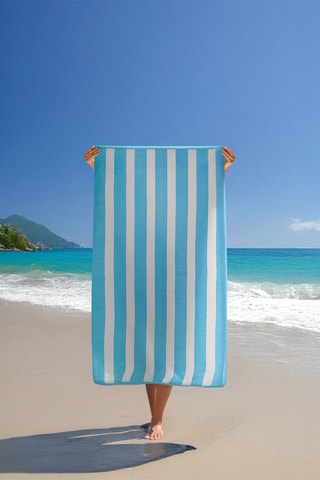 Drap de plage réversible Bahia - Turquoise - 100 x 175 cm