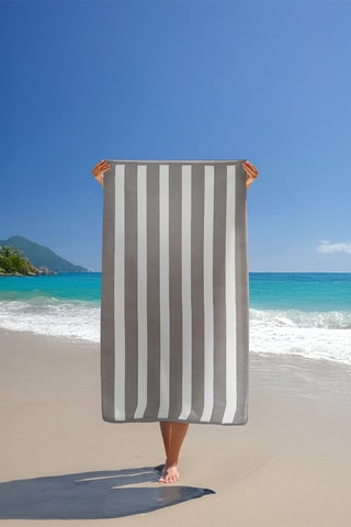 Drap de plage réversible Bahia - Taupe - 100 x 175 cm