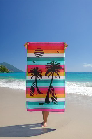 Drap de plage réversible Maupiti - Multicolore - 95 x 175 cm