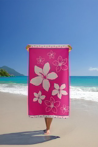 Drap de plage réversible Wasaga - Fuchsia - 100 x 175 cm