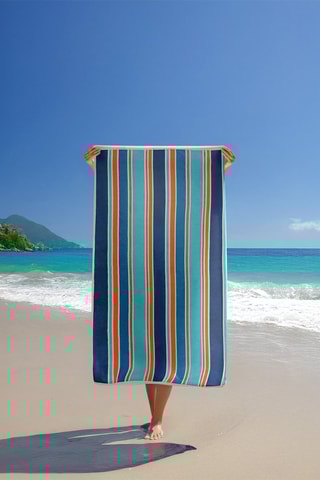 Drap de plage réversible Zamora - Bleu - 100 x 175 cm