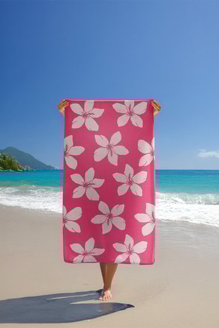 Serviette de plage Flora - Fuchsia - 90 x 170 cm