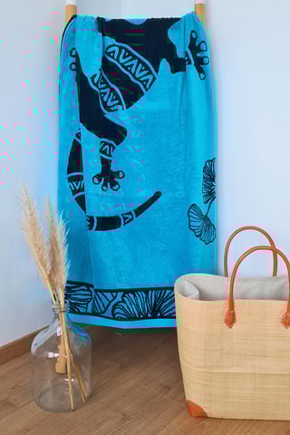 Serviette de plage Bradford - Turquoise et noir - 90 x 170 cm