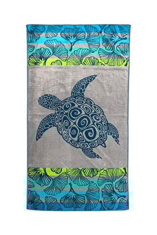 Serviette de plage Playamar - Beige et turquoise - 100 x 175 cm