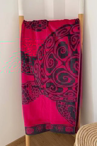 Serviette de plage Fuchsia Turtle - Fuchsia et gris - 175 x 100 cm