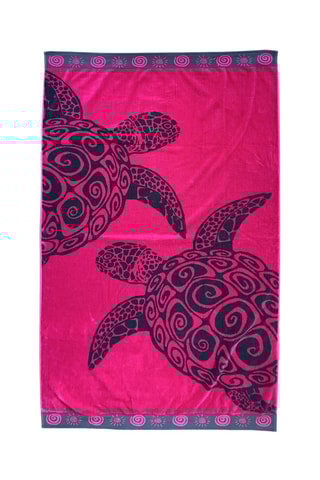 Serviette de plage Fuchsia Turtle - Fuchsia et gris - 175 x 100 cm