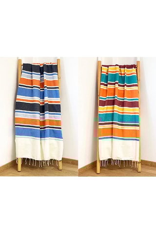 2 draps de plage Helios - Bleu et orange