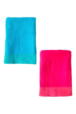 2 serviettes de plage Shady - Bleu turquoise et fuchsia