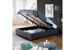 $Lit coffre et sommier Miami Gris