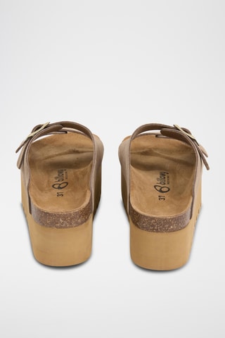 $Mules à plateforme en cuir - Marron clair