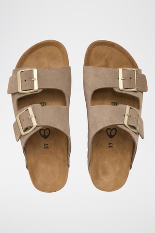 $Mules à plateforme en cuir - Marron clair