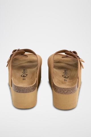 $Mules à plateforme en cuir - Marron