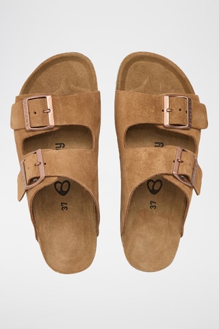 $Mules à plateforme en cuir - Marron