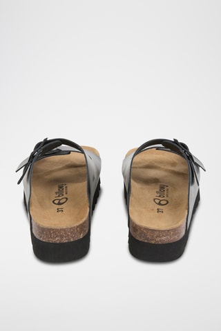 $Mules à plateforme en cuir - Noir