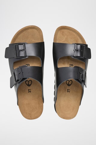 $Mules à plateforme en cuir - Noir