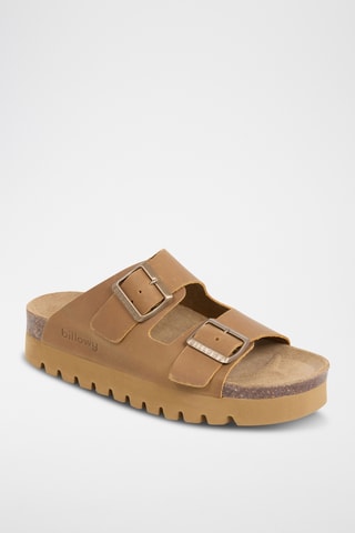 $Mules à plateforme en cuir - Marron