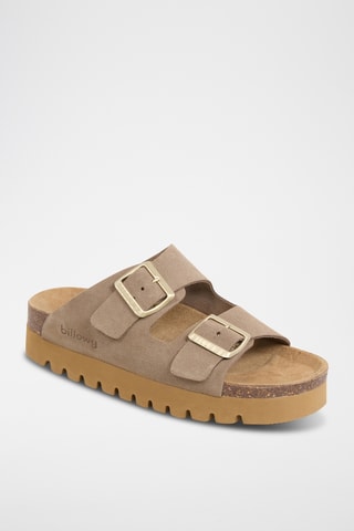 $Mules à plateforme en cuir - Marron clair