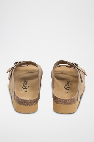 $Mules à plateforme en cuir - Marron clair