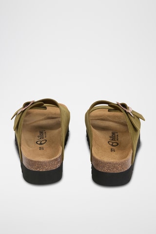 $Mules à plateforme en cuir - Kaki