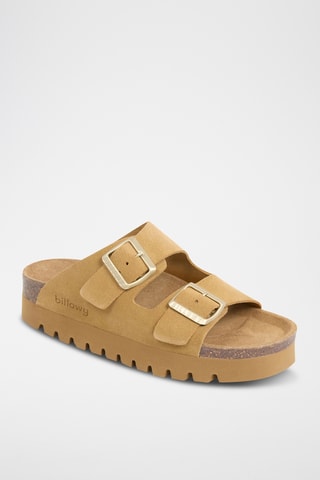 $Mules à plateforme en cuir - Marron