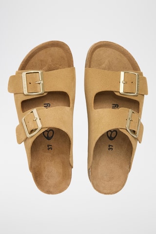 $Mules à plateforme en cuir - Marron
