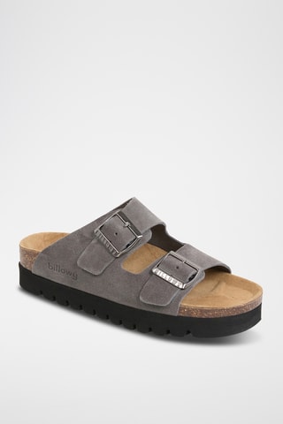 $Mules à plateforme en cuir - Gris