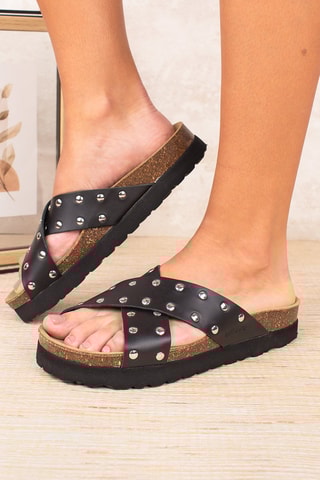 $Sandales plateformes en cuir - Noir