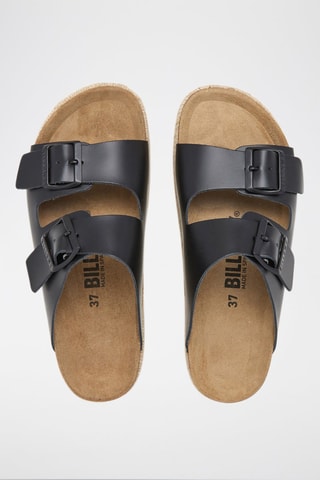 $Mules plateformes en cuir - Noir
