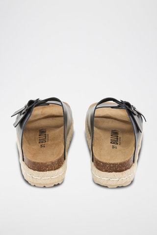 $Mules plateformes en cuir - Noir