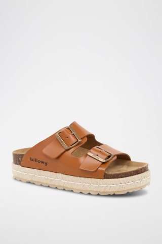 $Mules plateformes en cuir - Marron