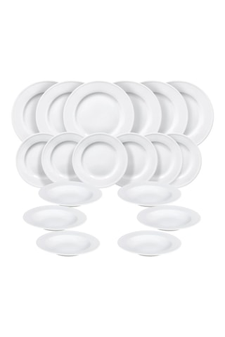 $Service en porcelaine Milano Bianco - 18 pièces 