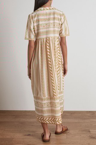 $Robe midi Cerise - Beige et moutarde