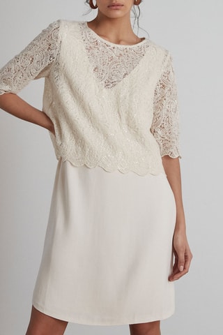 $Robe bi-matière Gabrielle - Beige