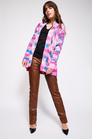 $Gilet tie and dye en cachemire - Fuchsia et turquoise
