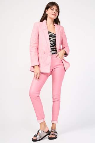 $Pantalon en cuir d’agneau taille haute - Rose