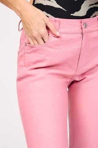 $Pantalon en cuir d’agneau taille haute - Rose